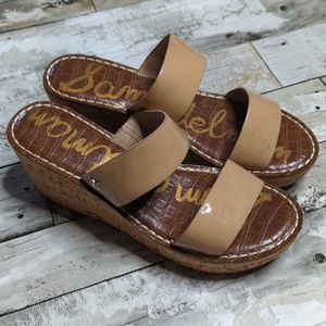 Sam Edelman cork wedge nude straps heels